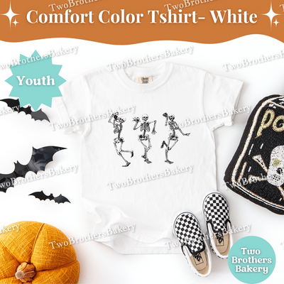 Youth Halloween Baking Shirt, Comfort Colors Skeleton Eating Cake Tee, Kids Fall Bakery Shirt, Mommy & Me Matching Baking Outfit, Kid Baker