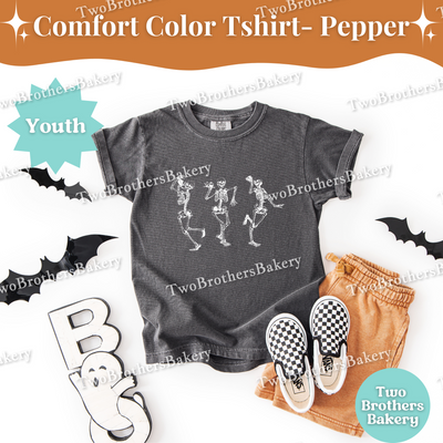 Youth Halloween Baking Shirt, Comfort Colors Skeleton Eating Cake Tee, Kids Fall Bakery Shirt, Mommy & Me Matching Baking Outfit, Kid Baker