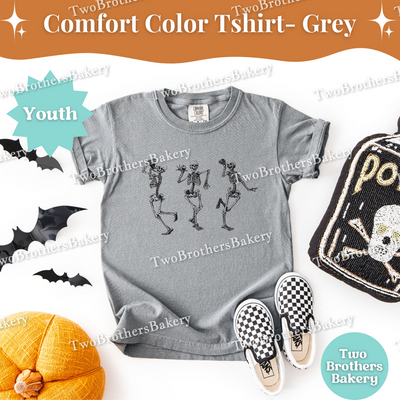 Youth Halloween Baking Shirt, Comfort Colors Skeleton Eating Cake Tee, Kids Fall Bakery Shirt, Mommy & Me Matching Baking Outfit, Kid Baker