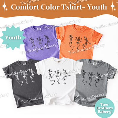 Youth Halloween Baking Shirt, Comfort Colors Skeleton Eating Cake Tee, Kids Fall Bakery Shirt, Mommy & Me Matching Baking Outfit, Kid Baker