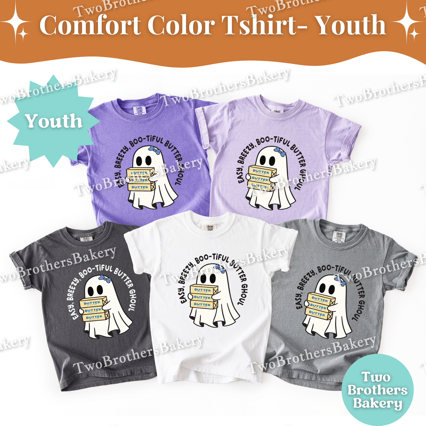 Kids Halloween Baking Shirt, Ghost Butter Ghoul Tee, Youth Fall Baking T-Shirt, Cute Spooky Shirt For Young Bakers, Kids Butter Shirt