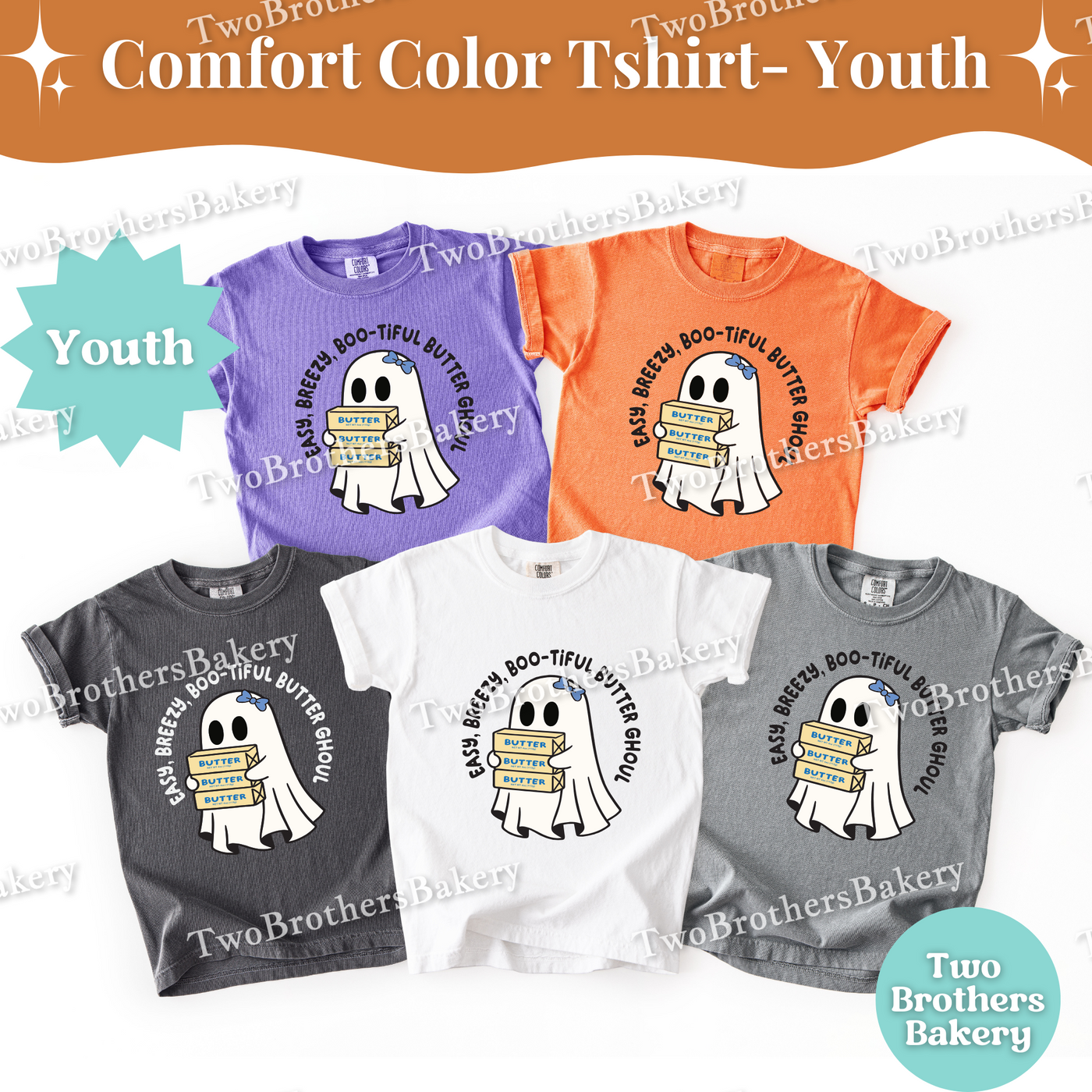 Kids Halloween Baking Shirt, Ghost Butter Ghoul Tee, Youth Fall Baking T-Shirt, Cute Spooky Shirt For Young Bakers, Kids Butter Shirt