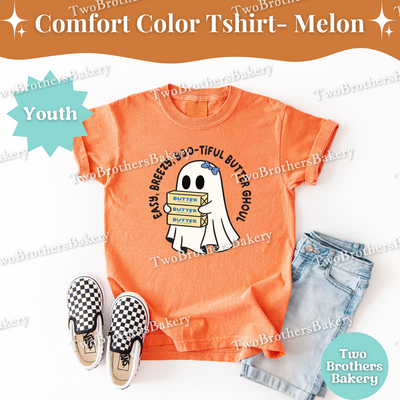 Kids Halloween Baking Shirt, Ghost Butter Ghoul Tee, Youth Fall Baking T-Shirt, Cute Spooky Shirt For Young Bakers, Kids Butter Shirt