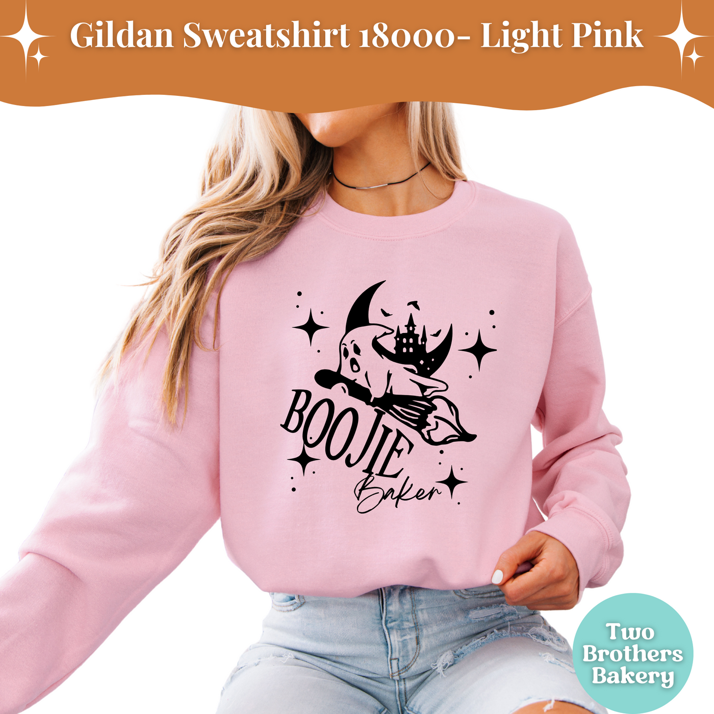 Boojie Baker Halloween Sweatshirt, Gildan Crewneck For Bakers, Fall Baking Shirt, Ghost Kitchen Sweatshirt, Spooky Season Bakery Top