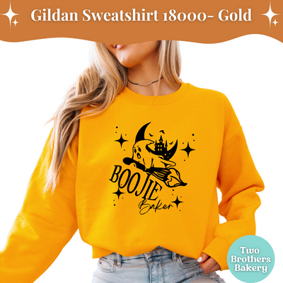 Boojie Baker Halloween Sweatshirt, Gildan Crewneck For Bakers, Fall Baking Shirt, Ghost Kitchen Sweatshirt, Spooky Season Bakery Top