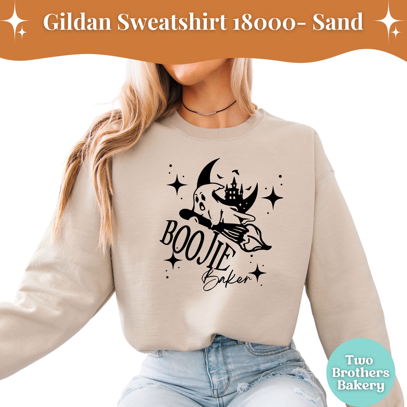 Boojie Baker Halloween Sweatshirt, Gildan Crewneck For Bakers, Fall Baking Shirt, Ghost Kitchen Sweatshirt, Spooky Season Bakery Top