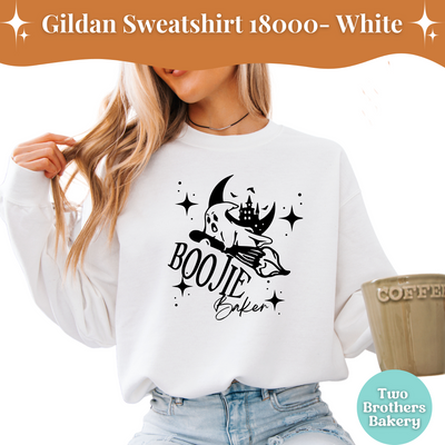 Boojie Baker Halloween Sweatshirt, Gildan Crewneck For Bakers, Fall Baking Shirt, Ghost Kitchen Sweatshirt, Spooky Season Bakery Top