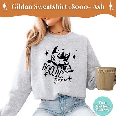 Boojie Baker Halloween Sweatshirt, Gildan Crewneck For Bakers, Fall Baking Shirt, Ghost Kitchen Sweatshirt, Spooky Season Bakery Top