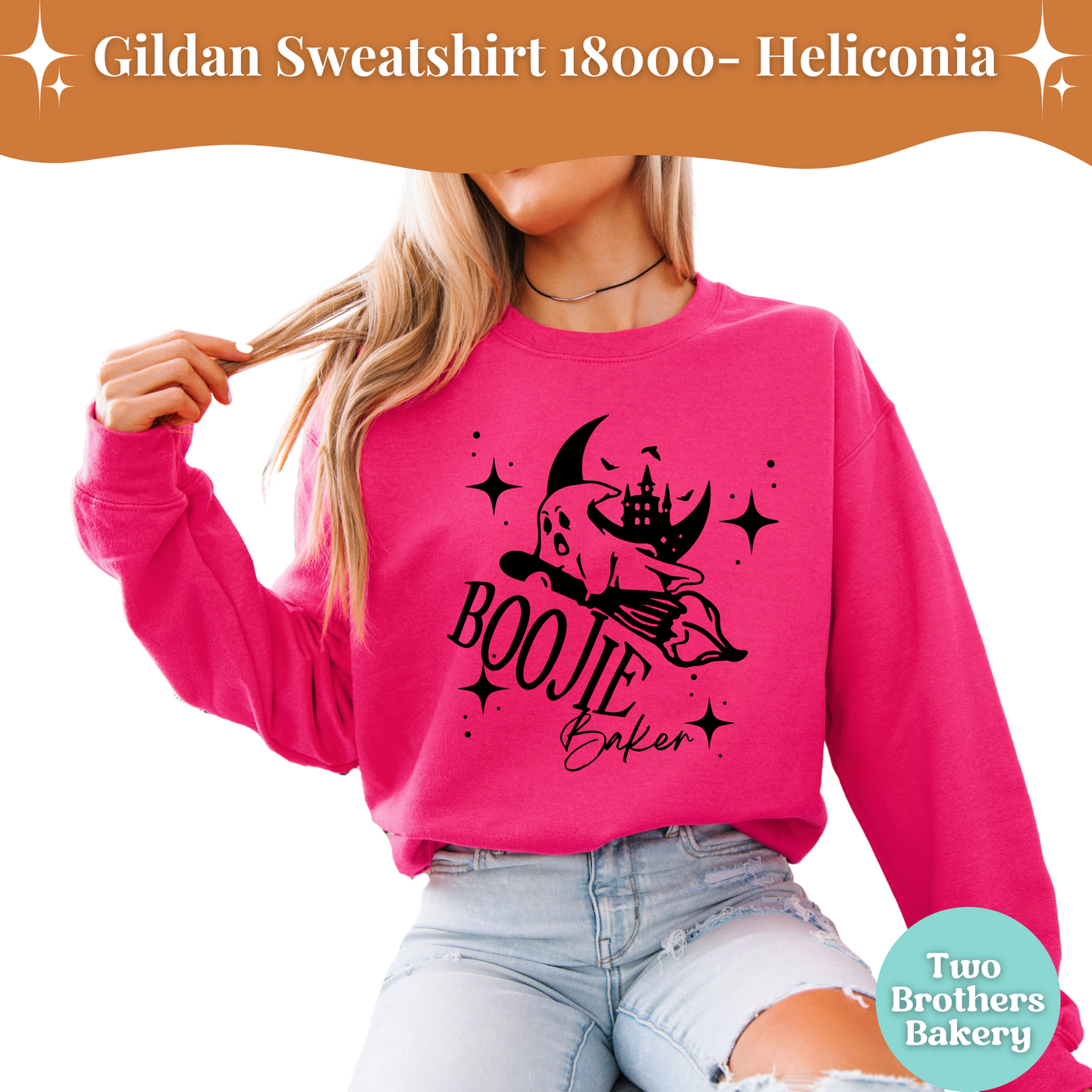 Boojie Baker Halloween Sweatshirt, Gildan Crewneck For Bakers, Fall Baking Shirt, Ghost Kitchen Sweatshirt, Spooky Season Bakery Top