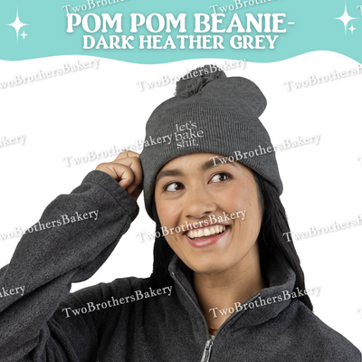 Lets Bake Shit Beanie, Embroidered Pom Pom Winter Hat, Cuffed Knit Beanie For Bakers, Funny Baking Gift, Cozy Cold Weather Foodie Hat