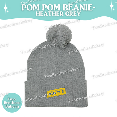 Butter Beanie Hat, Embroidered Pom Pom Winter Hat, Cuffed Knit Beanie For Bakers, Funny Foodie Gift, Cozy Cold Weather Baking Hat, Butter