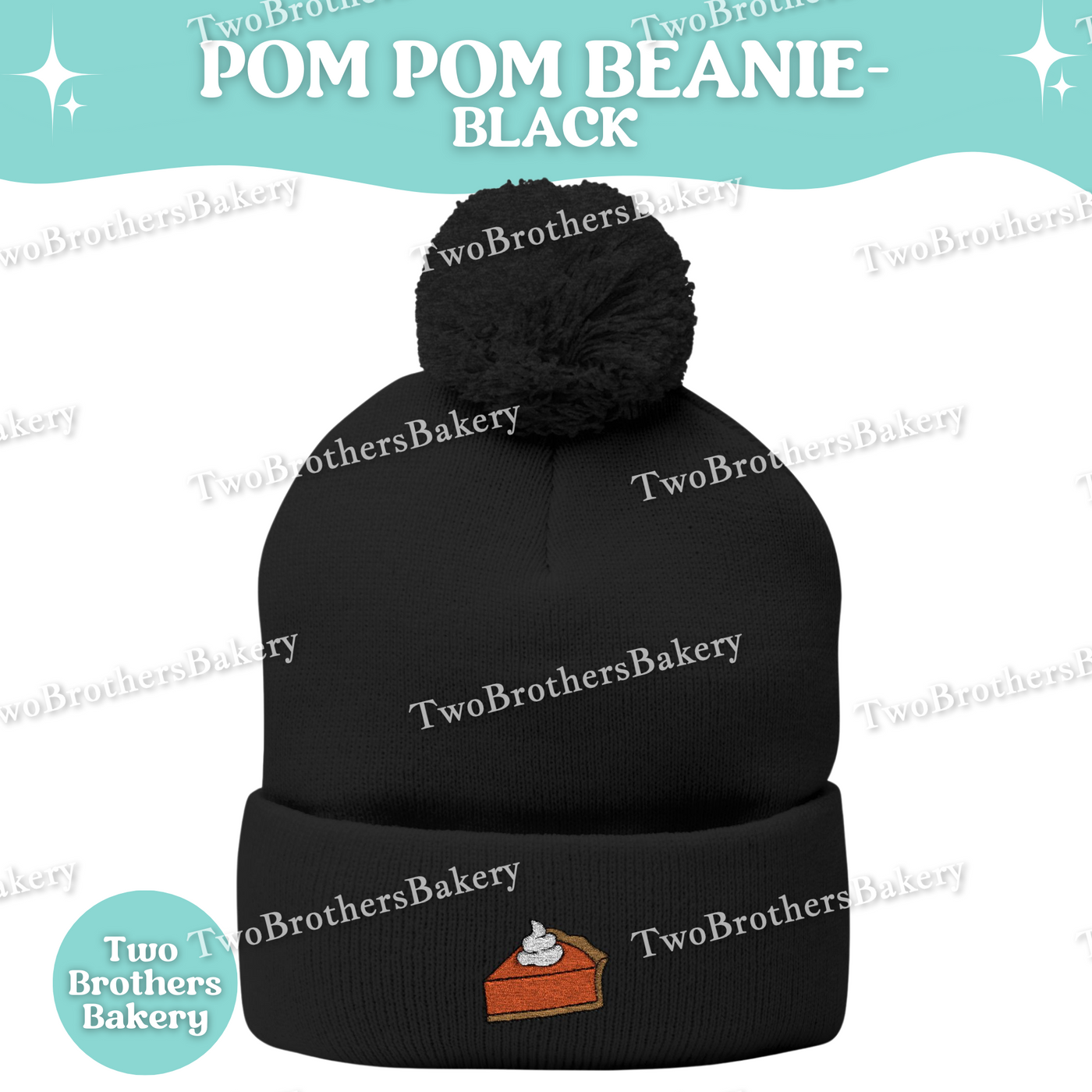 Pumpkin Pie Beanie, Embroidered Pom Pom Winter Hat, Fall Baking Beanie For Bakers, Thanksgiving Pie Lover Gift, Cozy Halloween Beanie, Pie