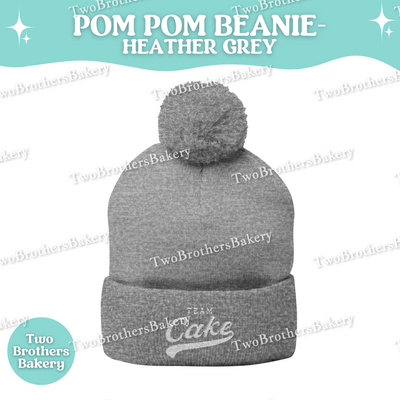 Team Cake Beanie, Embroidered Pom Pom Winter Hat, Cuffed Knit Baking Beanie For Bakers, Funny Foodie Gift, Cozy Cold Weather Bakery Hat
