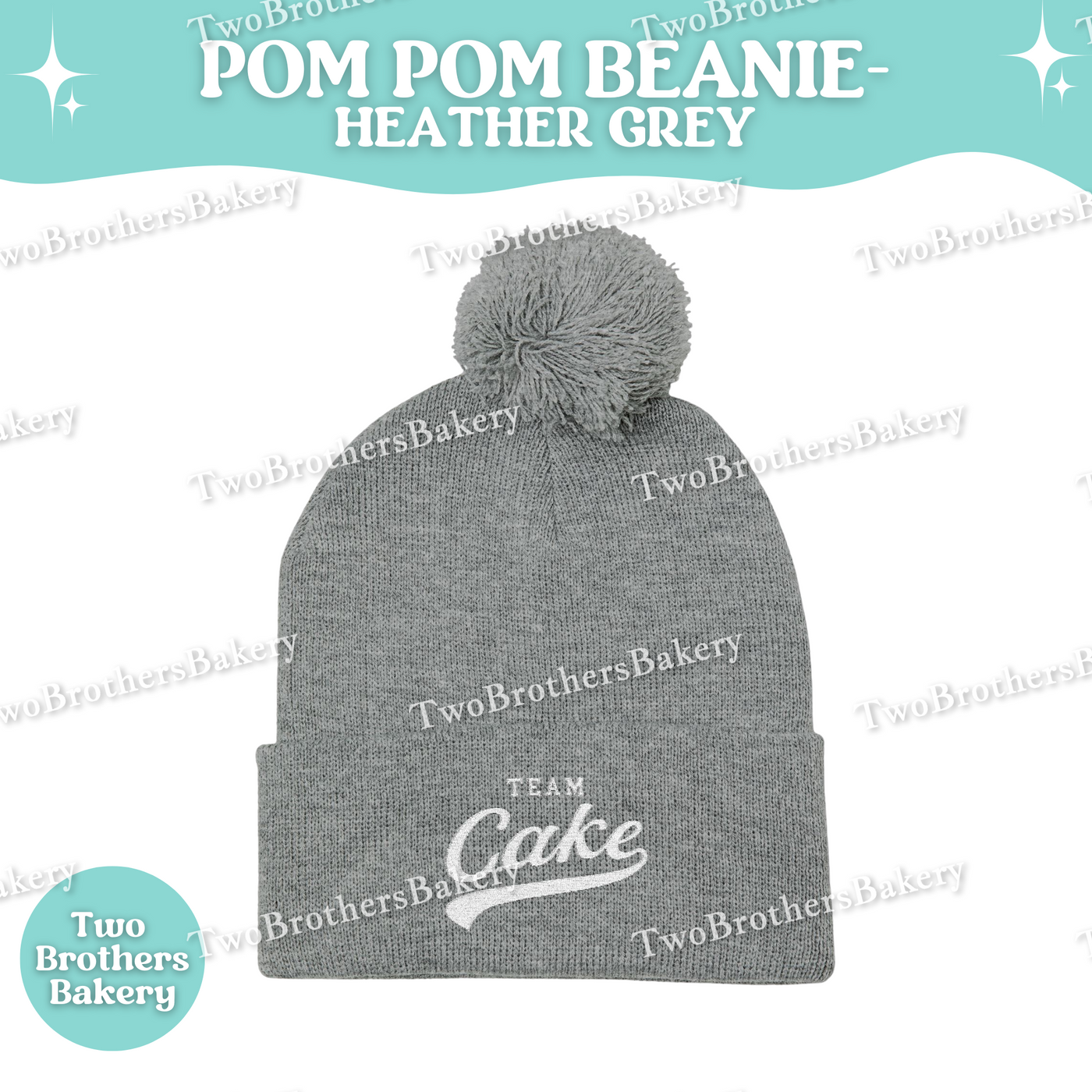 Team Cake Beanie, Embroidered Pom Pom Winter Hat, Cuffed Knit Baking Beanie For Bakers, Funny Foodie Gift, Cozy Cold Weather Bakery Hat