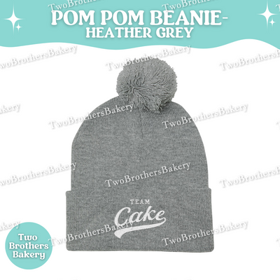 Team Cake Beanie, Embroidered Pom Pom Winter Hat, Cuffed Knit Baking Beanie For Bakers, Funny Foodie Gift, Cozy Cold Weather Bakery Hat