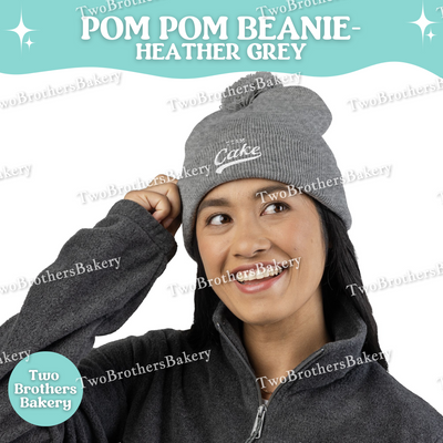 Team Cake Beanie, Embroidered Pom Pom Winter Hat, Cuffed Knit Baking Beanie For Bakers, Funny Foodie Gift, Cozy Cold Weather Bakery Hat