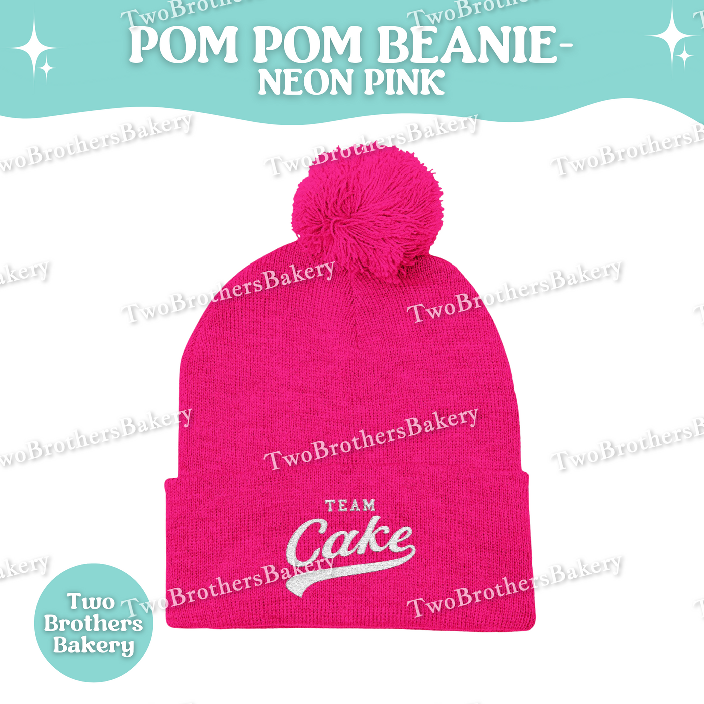 Team Cake Beanie, Embroidered Pom Pom Winter Hat, Cuffed Knit Baking Beanie For Bakers, Funny Foodie Gift, Cozy Cold Weather Bakery Hat