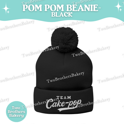 Team Cake Pop Beanie, Embroidered Pom Pom Winter Hat, Cuffed Knit Baking Beanie For Bakers, Foodie Gift, Cozy Cold Weather Bakery Hat