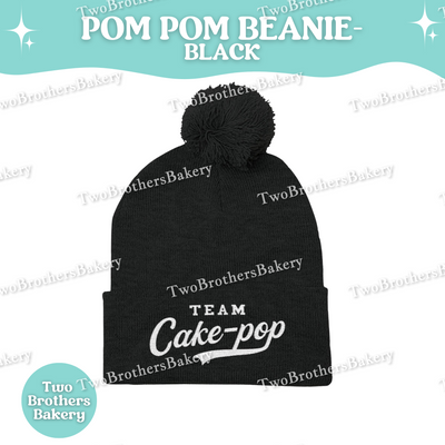 Team Cake Pop Beanie, Embroidered Pom Pom Winter Hat, Cuffed Knit Baking Beanie For Bakers, Foodie Gift, Cozy Cold Weather Bakery Hat