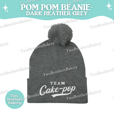 Team Cake Pop Beanie, Embroidered Pom Pom Winter Hat, Cuffed Knit Baking Beanie For Bakers, Foodie Gift, Cozy Cold Weather Bakery Hat