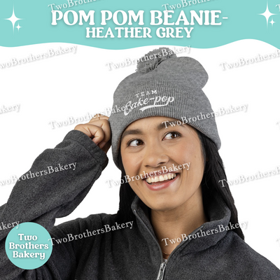 Team Cake Pop Beanie, Embroidered Pom Pom Winter Hat, Cuffed Knit Baking Beanie For Bakers, Foodie Gift, Cozy Cold Weather Bakery Hat