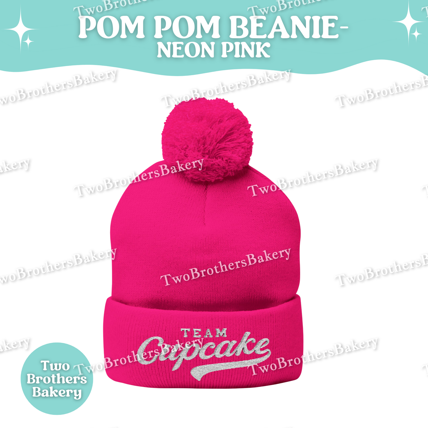Team Cupcake Embroidered Beanie, Pom Pom Winter Hat, Cozy Baker Gift, Cupcake Lover Apparel, Dark Heather Grey Knit Beanie