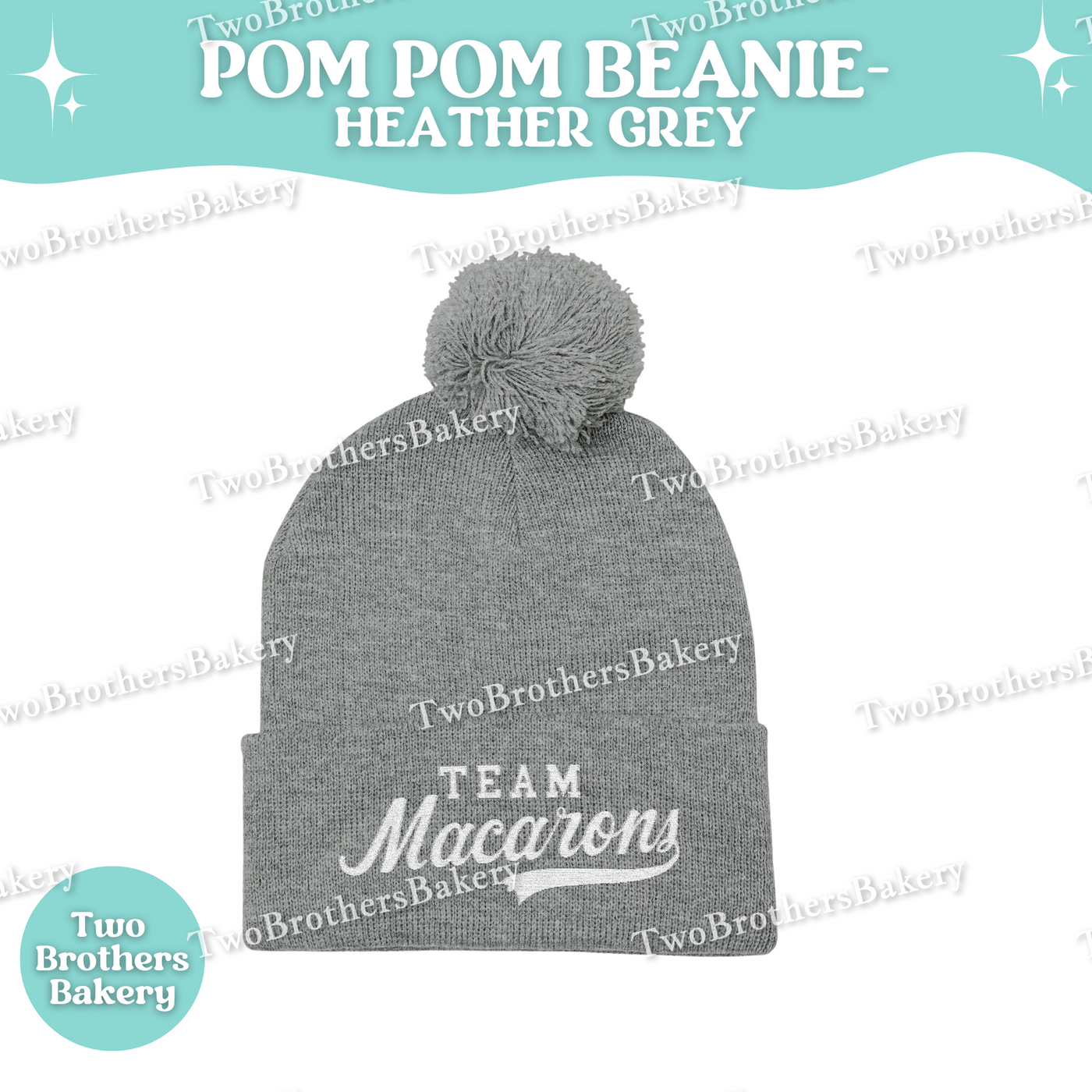 Team Macarons Embroidered Beanie, Pom Pom Hat, Macaron Lover Winter Hat, Cozy Baking Gift, Macaron Beanie, Macaon Embroidery, Baking Hat