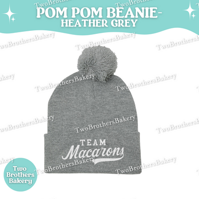 Team Macarons Embroidered Beanie, Pom Pom Hat, Macaron Lover Winter Hat, Cozy Baking Gift, Macaron Beanie, Macaon Embroidery, Baking Hat