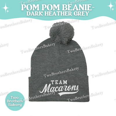Team Macarons Embroidered Beanie, Pom Pom Hat, Macaron Lover Winter Hat, Cozy Baking Gift, Macaron Beanie, Macaon Embroidery, Baking Hat