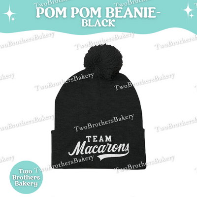 Team Macarons Embroidered Beanie, Pom Pom Hat, Macaron Lover Winter Hat, Cozy Baking Gift, Macaron Beanie, Macaon Embroidery, Baking Hat