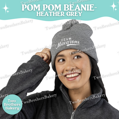 Team Macarons Embroidered Beanie, Pom Pom Hat, Macaron Lover Winter Hat, Cozy Baking Gift, Macaron Beanie, Macaon Embroidery, Baking Hat