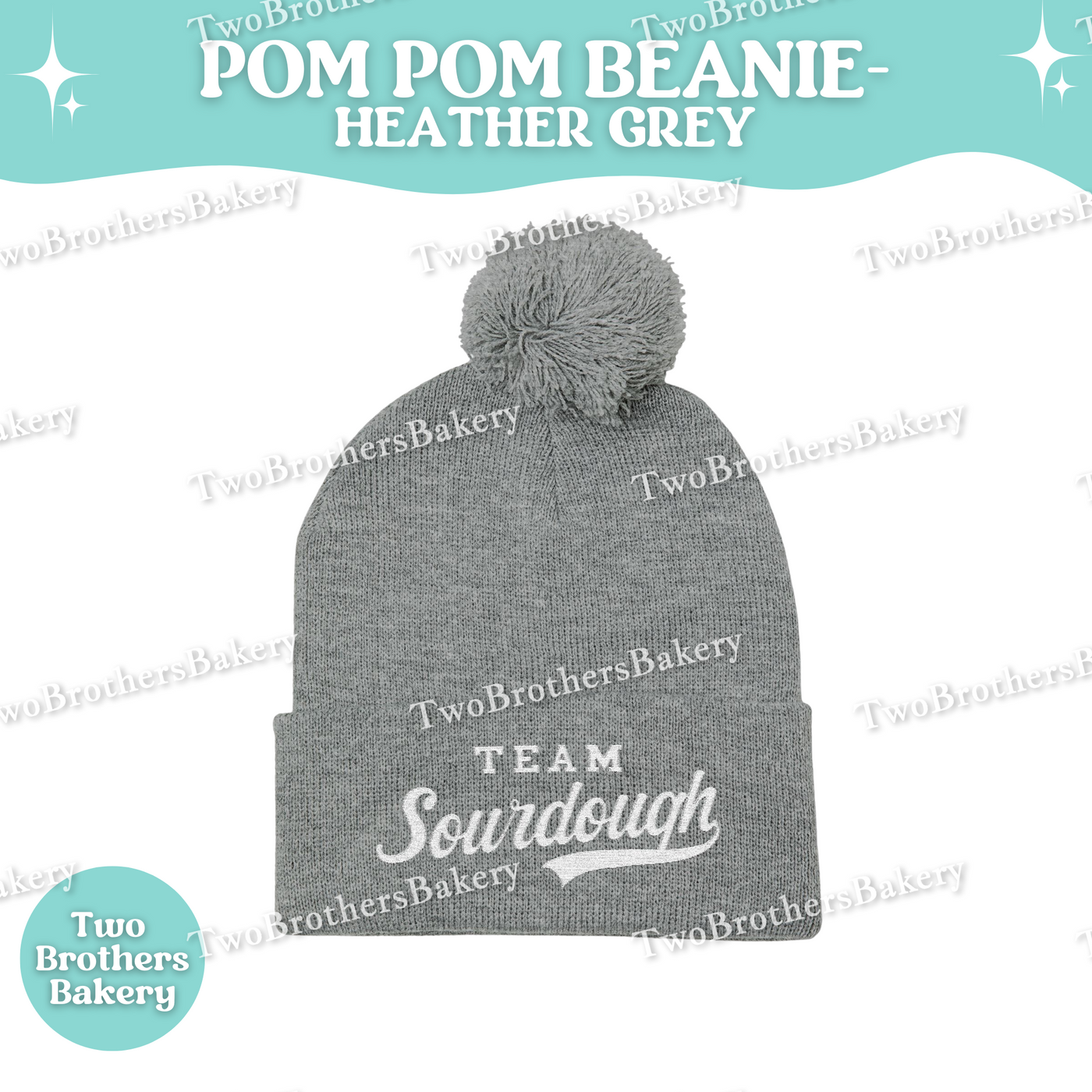 Team Sourdough Beanie, Embroidered Pom Pom Hat, Sourdough Bread Gift, Cozy Winter Baker Hat, Beanie for Bakers, Sourdough Gift Ideas