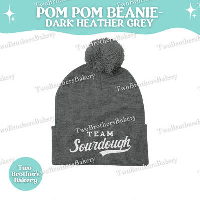 Team Sourdough Beanie, Embroidered Pom Pom Hat, Sourdough Bread Gift, Cozy Winter Baker Hat, Beanie for Bakers, Sourdough Gift Ideas