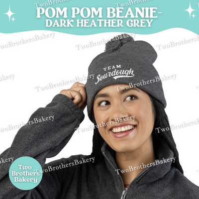 Team Sourdough Beanie, Embroidered Pom Pom Hat, Sourdough Bread Gift, Cozy Winter Baker Hat, Beanie for Bakers, Sourdough Gift Ideas