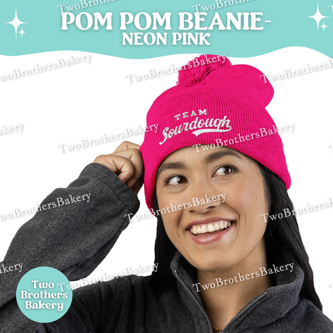 Team Sourdough Beanie, Embroidered Pom Pom Hat, Sourdough Bread Gift, Cozy Winter Baker Hat, Beanie for Bakers, Sourdough Gift Ideas