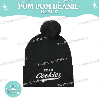 Team Cookies Beanie, Embroidered Pom Pom Hat, Cookie Lover Winter Beanie, Cozy Baker Gift, Beanie For Bakers, Cookier Gift, Cookie Beanie