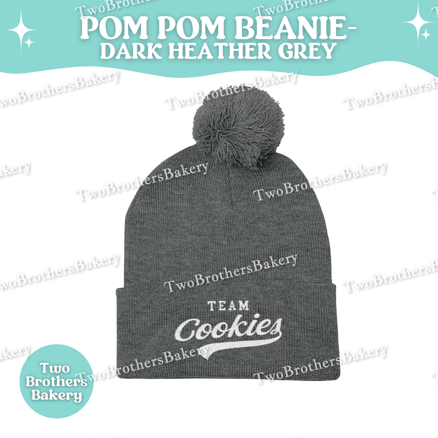 Team Cookies Beanie, Embroidered Pom Pom Hat, Cookie Lover Winter Beanie, Cozy Baker Gift, Beanie For Bakers, Cookier Gift, Cookie Beanie