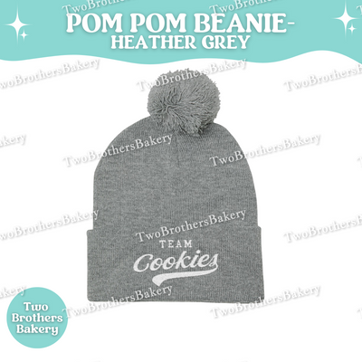 Team Cookies Beanie, Embroidered Pom Pom Hat, Cookie Lover Winter Beanie, Cozy Baker Gift, Beanie For Bakers, Cookier Gift, Cookie Beanie