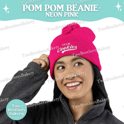 Team Cookies Beanie, Embroidered Pom Pom Hat, Cookie Lover Winter Beanie, Cozy Baker Gift, Beanie For Bakers, Cookier Gift, Cookie Beanie