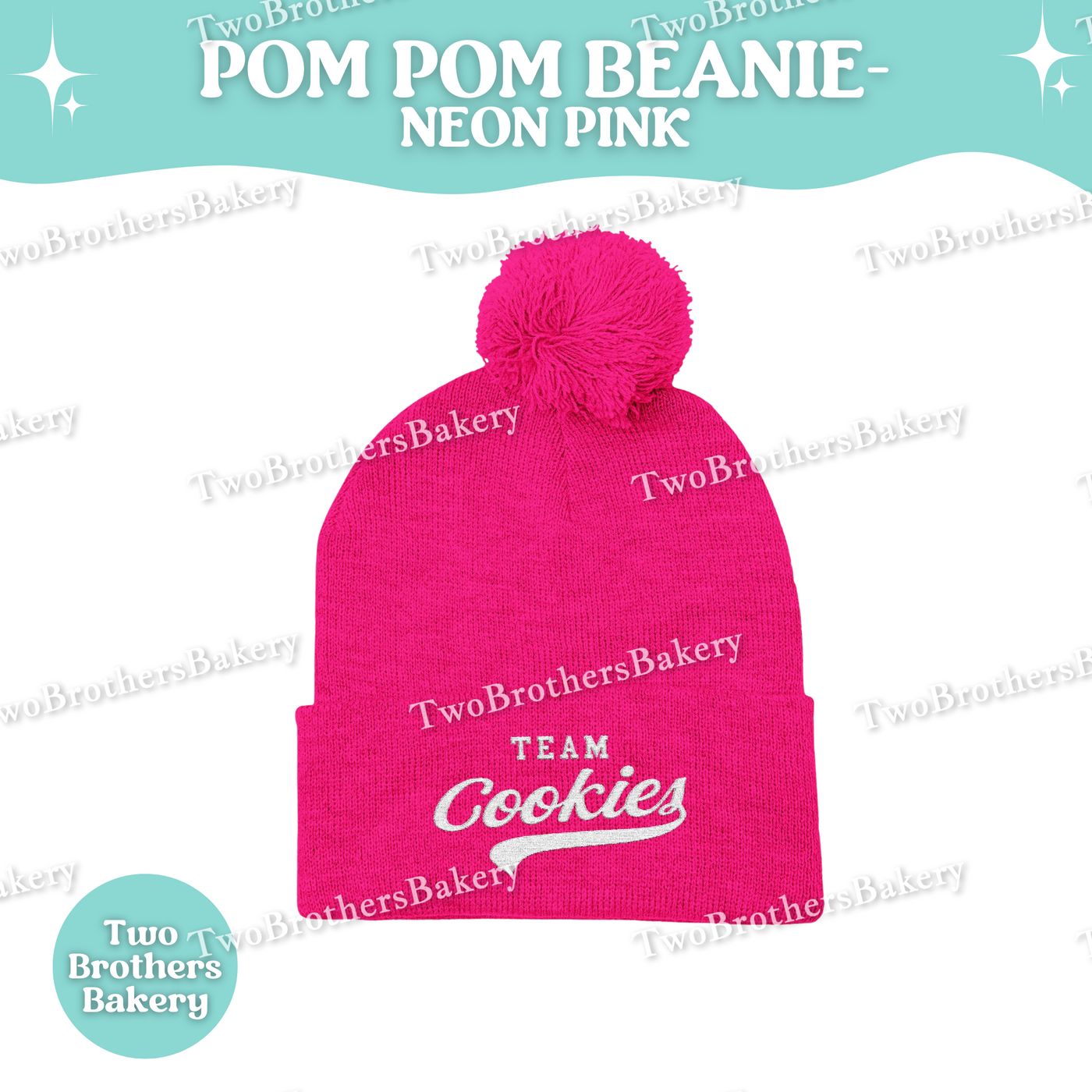Team Cookies Beanie, Embroidered Pom Pom Hat, Cookie Lover Winter Beanie, Cozy Baker Gift, Beanie For Bakers, Cookier Gift, Cookie Beanie