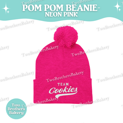 Team Cookies Beanie, Embroidered Pom Pom Hat, Cookie Lover Winter Beanie, Cozy Baker Gift, Beanie For Bakers, Cookier Gift, Cookie Beanie