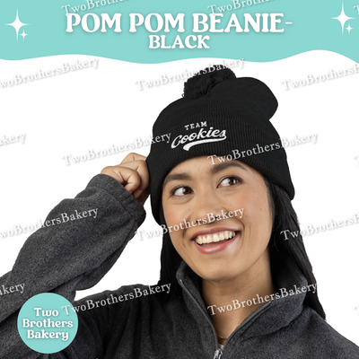 Team Cookies Beanie, Embroidered Pom Pom Hat, Cookie Lover Winter Beanie, Cozy Baker Gift, Beanie For Bakers, Cookier Gift, Cookie Beanie