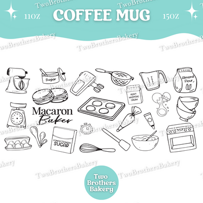 Macaron Baker Mug, Coffee Cup For Macaron Lovers, Baking Tools Mug, Ceramic Mug 11oz 15oz, Dishwasher Safe, Macaron Mug, Bakers Coffee Mug