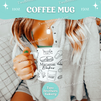 Macaron Baker Mug, Coffee Cup For Macaron Lovers, Baking Tools Mug, Ceramic Mug 11oz 15oz, Dishwasher Safe, Macaron Mug, Bakers Coffee Mug