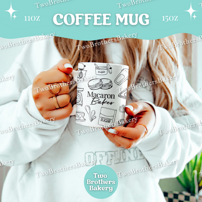 Macaron Baker Mug, Coffee Cup For Macaron Lovers, Baking Tools Mug, Ceramic Mug 11oz 15oz, Dishwasher Safe, Macaron Mug, Bakers Coffee Mug