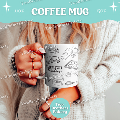 Macaron Baker Mug, Coffee Cup For Macaron Lovers, Baking Tools Mug, Ceramic Mug 11oz 15oz, Dishwasher Safe, Macaron Mug, Bakers Coffee Mug