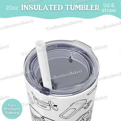Macaron Baker Tumbler, 20oz Insulated Cup With Straw, Full Design Wrap, Glitter Tumbler For Bakers, Macaron Lover Gift, Macaron Tumbler