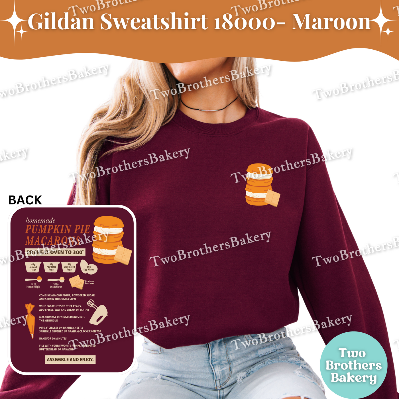 Pumpkin Pie Macaron Sweatshirt, Fall Baking Gildan Crewneck, Macaron Recipe, Cozy Baker Gift, Pumpkin Pie Sweatshirt, Macaron Sweatshirt