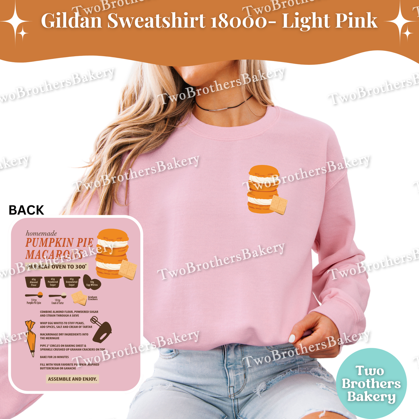 Pumpkin Pie Macaron Sweatshirt, Fall Baking Gildan Crewneck, Macaron Recipe, Cozy Baker Gift, Pumpkin Pie Sweatshirt, Macaron Sweatshirt