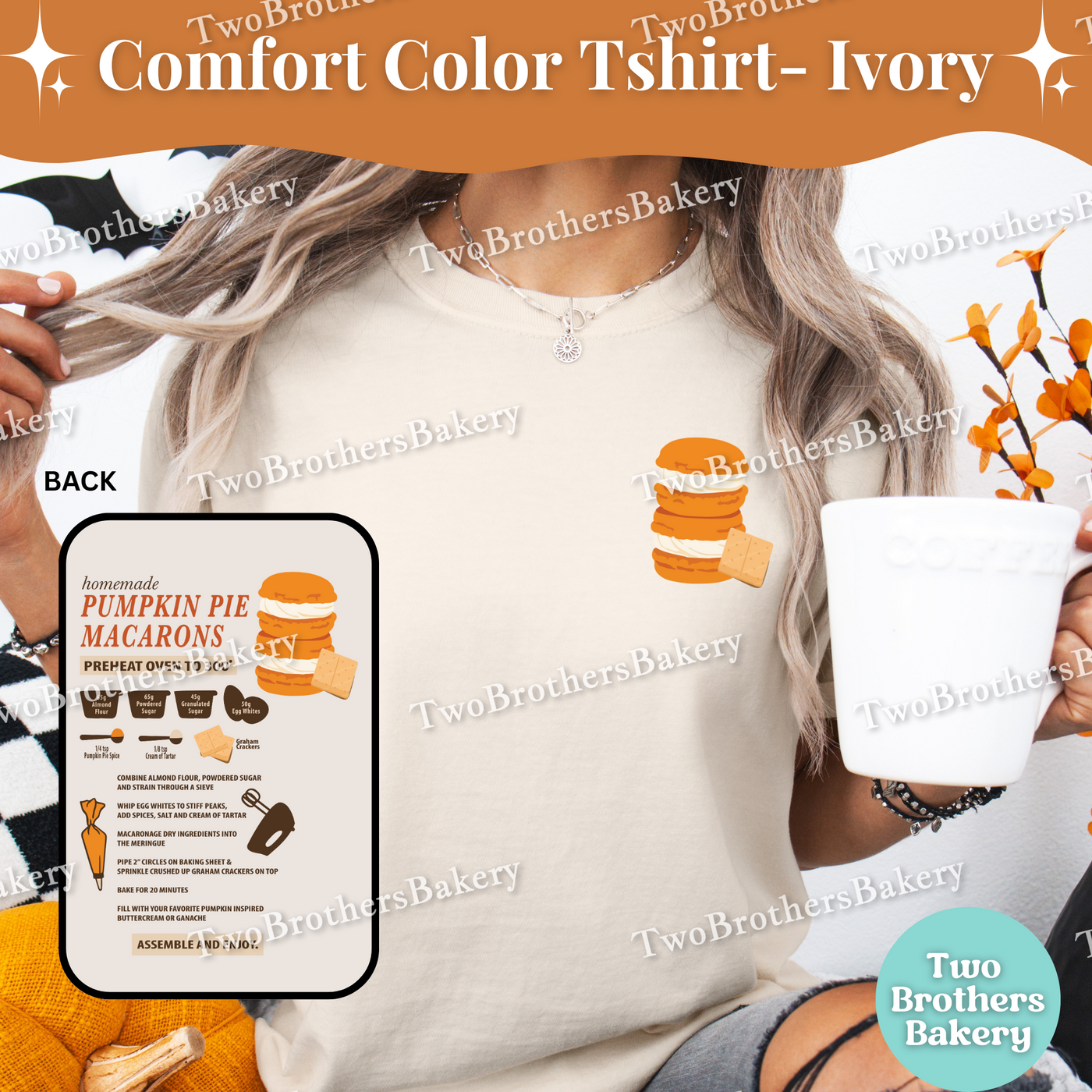 Pumpkin Pie Macaron Shirt, Fall Baking Comfort Colors Tee, Macaron Recipe, Cozy Baker Gift, Baking T-Shirt, Pumpkin Pie Tshirt, Macaron Tee